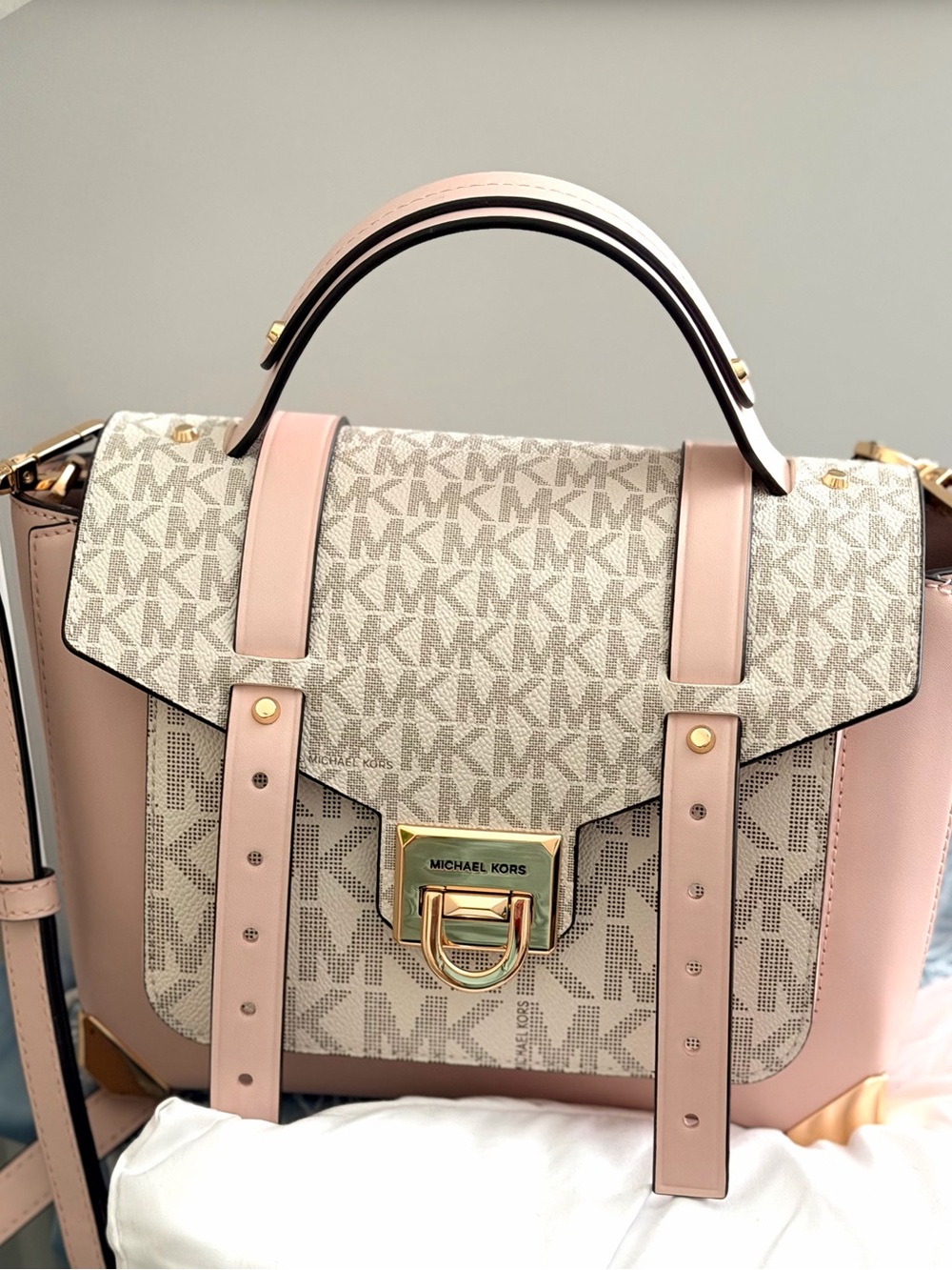 Michael Kors Blush Pink MK Monogram Satchel